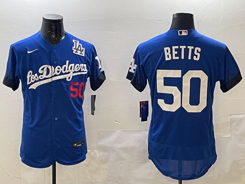 Men Los Angeles Dodgers #50 Betts Blue City Edition Elite Nike 2025 MLB Jersey style 5->los angeles dodgers->MLB Jersey